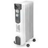 A white and gray oil-filled radiator with wheels, shown from a slight diagonal angle against a white background. Produktbild-Vorschau