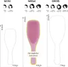 A size comparison chart for different sizes of hairbrushes, with illustrations of hairstyles and dimensions. Náhled obrázku produktu