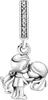A silver charm of a couple kissing, with a decorative band at the top. Produktbild-Vorschau