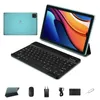 A teal tablet with a keyboard and mouse, along with various accessories, displayed on a white background. Produktbild-Vorschau