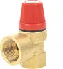 A brass safety valve with a red cap, isolated on a white background. Anteprima dell’immagine prodotto
