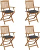 vidaXL Klappbare Gartenstühle 4 Stk. mit Kissen Massivholz Produktbild-Vorschau 8