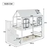 A diagram of a white bunk bed with dimensions labeled in centimeters. Produktbild-Vorschau