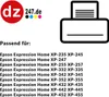 A logo and printer icon with a list of compatible printer models. Produktbild-Vorschau