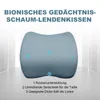 A light blue lumbar support pillow with numbered circles and descriptive text. Produktbild-Vorschau