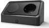 A black electrical outlet with a circular indentation and a standard European socket. Produktbild-Vorschau