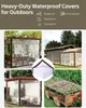 Collage of images showing transparent waterproof covers used in various outdoor settings like a gazebo, chicken coop, and garden bed. Náhľad obrázku produktu