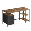 A product shot of a computer desk with drawers and shelves against a white background. Produktbild-Vorschau