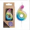 Idena Zahlenkerze 6 Regenbogen metallic Produktbild-Vorschau 3
