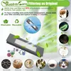 A HEPA filter for a vacuum cleaner is shown with various pollutants and microscopic images of what it filters out. Produktbild-Vorschau