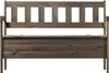 A wooden garden bench with storage. Voir les images du produit