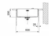 A technical drawing of a sink with dimensions. Produktbild-Vorschau