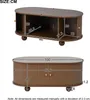 Two views of an oval coffee table with dimensions indicated by measurement lines and numbers. Voir les images du produit