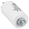 A white capacitor with text and logos printed on it, resting on a white surface. Produktbild-Vorschau