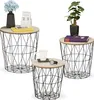 Relaxdays Korbtisch 3er Set, rund, Korb Beistelltisch Produktbild-Vorschau 1