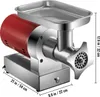 A stainless steel electric meat grinder with a red motor housing and a stainless steel tray on top. Produktbild-Vorschau
