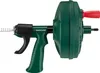 A green and black drain cleaning auger with a red handle is shown against a white background. Produktbild-Vorschau