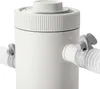 A close-up view of a white filter pump for a garden pool, with hoses attached. Produktbild-Vorschau