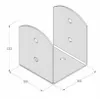 A 3D isometric diagram of a metal post anchor bracket with dimensions indicated. Produktbild-Vorschau
