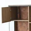 Close-up view of an open cabinet door revealing the interior of a display cabinet. Voir les images du produit
