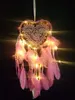 Herz Traumfänger Mit Lichtern Boho-Stil Handgefertigt LED Produktbild-Vorschau 9