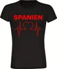 multifanshop Damen T-Shirt - Spanien - Herzschlag, schwarz, Produktbild-Vorschau 1