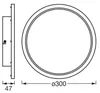 Technical drawing of a round LED ceiling light with dimensions. Produktbild-Vorschau
