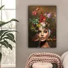 MuchoWow® - Leinwandbilder - Frau - Blumen - Farben, Produktbild-Vorschau 2