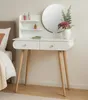 Schminktisch MRDT08-W, weiß, aus MDF, mit Spiegel (Ø 40 cm) Produktbild-Vorschau 3