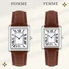 S&T DESIGN Herren Quarzuhr Vintage Rechteckig – Braun, Produktbild-Vorschau 2