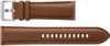 A brown leather watch band with white stitching and a silver buckle, shown against a white background. Náhľad obrázku produktu