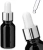5x Schwarze Glasflasche 15 ml mit silberner Pipette Produktbild-Vorschau 2