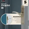 A marketing image showcasing a bronze-colored door handle set on a dark gray background, with a circular inset showing a close-up of the handle on a white door. Produktbild-Vorschau