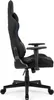 Side view of a black gaming chair with blue accents. Produktbild-Vorschau
