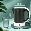 A kettle and a glass of water are shown against a soft green background. Produktbild-Vorschau