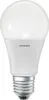 A white LED light bulb with a silver screw base against a white background. Produktbild-Vorschau