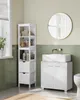 A modern bathroom with a white vanity, sink, and a tall white storage cabinet. Produktbild-Vorschau
