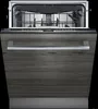 A front view of a fully integrated dishwasher with the door open, showing the interior racks and spray arms. Produktbild-Vorschau