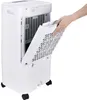 A hand is shown removing a filter from a white air cooler. Produktbild-Vorschau