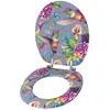 A toilet seat and lid decorated with a floral and hummingbird pattern. Produktbild-Vorschau