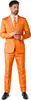 A man wearing an orange suit, white shirt, and orange tie, standing against a white background. Produktbild-Vorschau