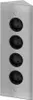 A silver corner-mounted power strip with four black electrical outlets. Produktbild-Vorschau
