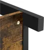 A close-up view of the corner of a wooden shelf attached to a black metal frame with a screw. Produktbild-Vorschau
