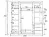 A technical drawing of a wardrobe with dimensions. Produktbild-Vorschau