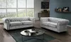 Easy4You Chesterfield Silber Velvet 2-Sitzer Sofa 183x74x88 Produktbild-Vorschau 2