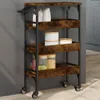 vidaXL Kuchyňský vozík kouřový dub 53x20x76 cm materiál na Náhled obrázku produktu 2