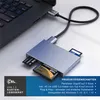 A USB 3.0 card reader connected to a laptop, with several memory cards inserted. Náhled obrázku produktu