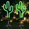 2er Set Kaktus Solar Gartenstecker – wasserdichte Neon LED Produktbild-Vorschau 3