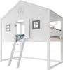 Hausbett, mit Treppe, mit Fallschutz und Gitter, Zwei graue Produktbild-Vorschau 13