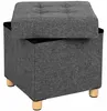 Pufa ciemnoszara 38x38x40 ze schowkiem i nogami drewnianymi Podgląd zdjęcia produktu 11